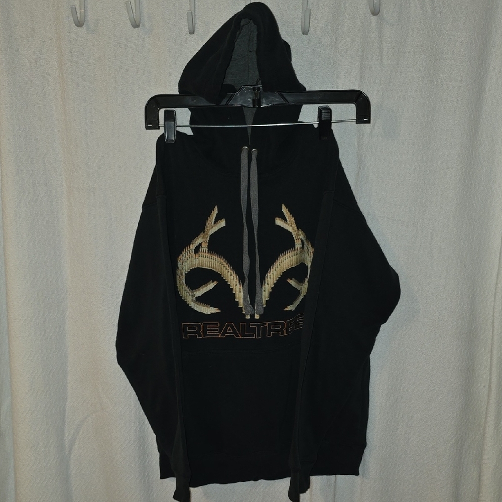 Realtree Black Hoodie with Tan Antler Design